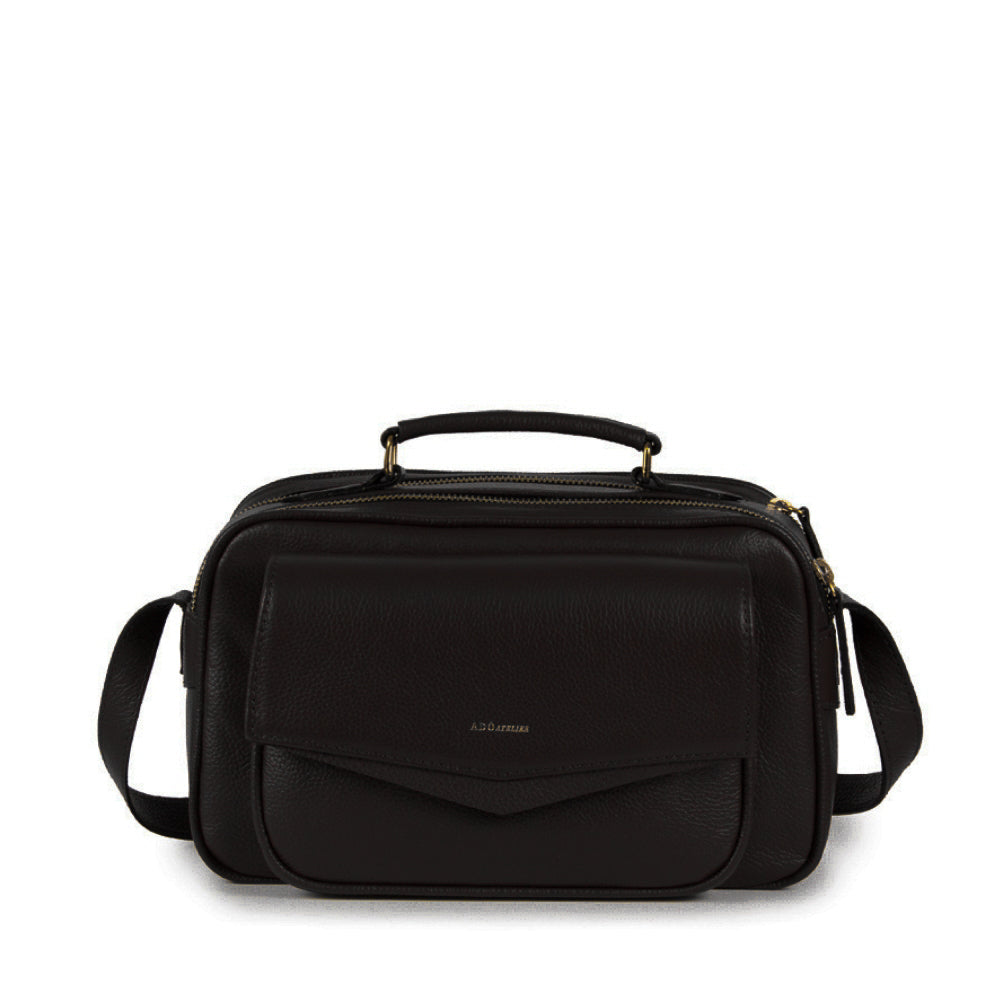 BOLSA BRICK E MEDIA COURO ADÔ COR PRETO