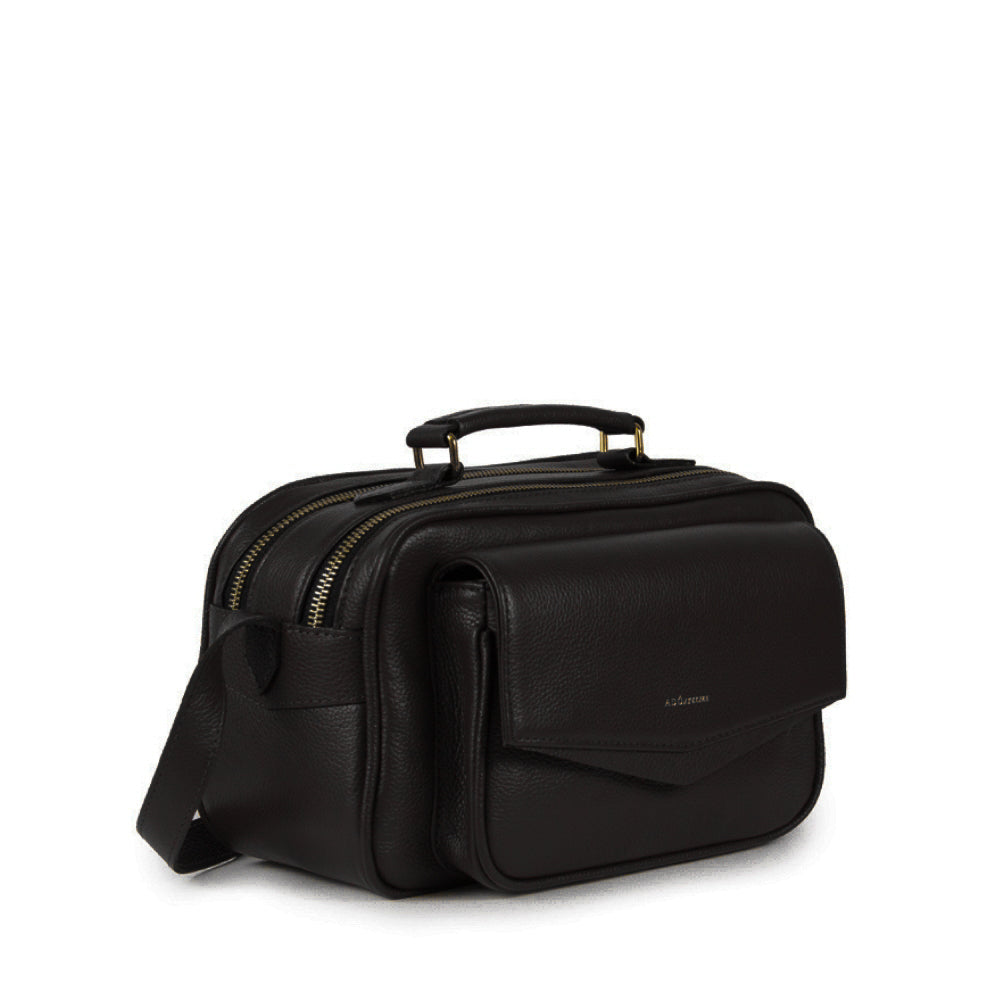 BOLSA BRICK E MEDIA COURO ADÔ COR PRETO