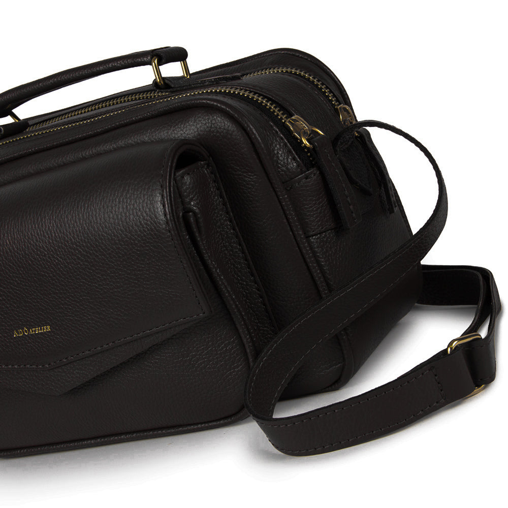 BOLSA BRICK E MEDIA COURO ADÔ COR PRETO
