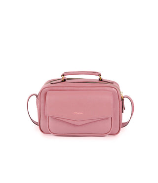 Bolsa Brick Essencial Media Cor Rosa Mauve - visão frontal - bolsa com tampa, alça de mão e alça transversal