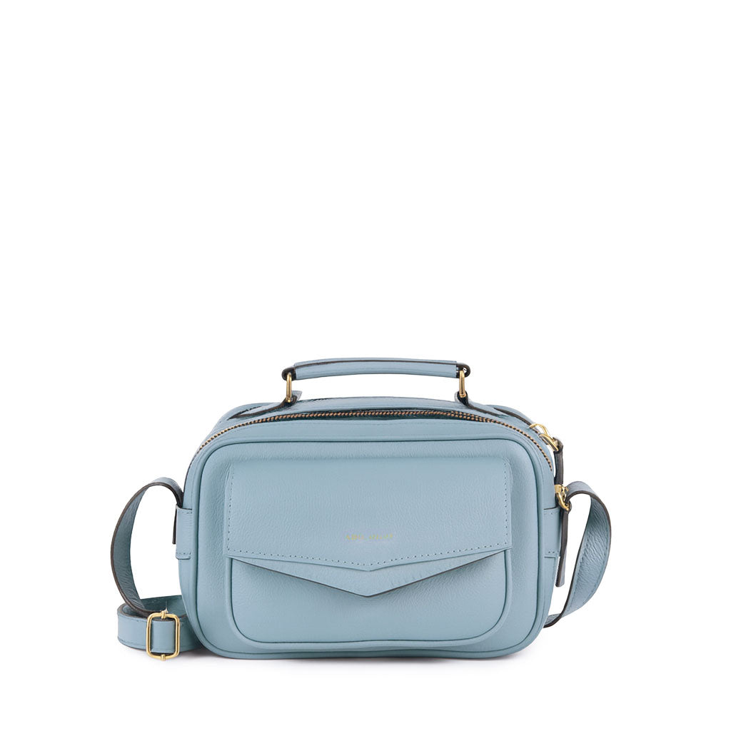 BOLSA BRICK E - PEQUENA COURO ADÔ COR AZUL GLACIAL