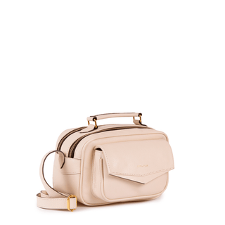 Bolsa Brick Pequena Essencial Couro Adô Cor Creme Brulee - ADÔ