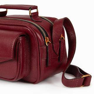 BOLSA BRICK E - PEQUENA COURO ADÔ COR FRAMBOESA