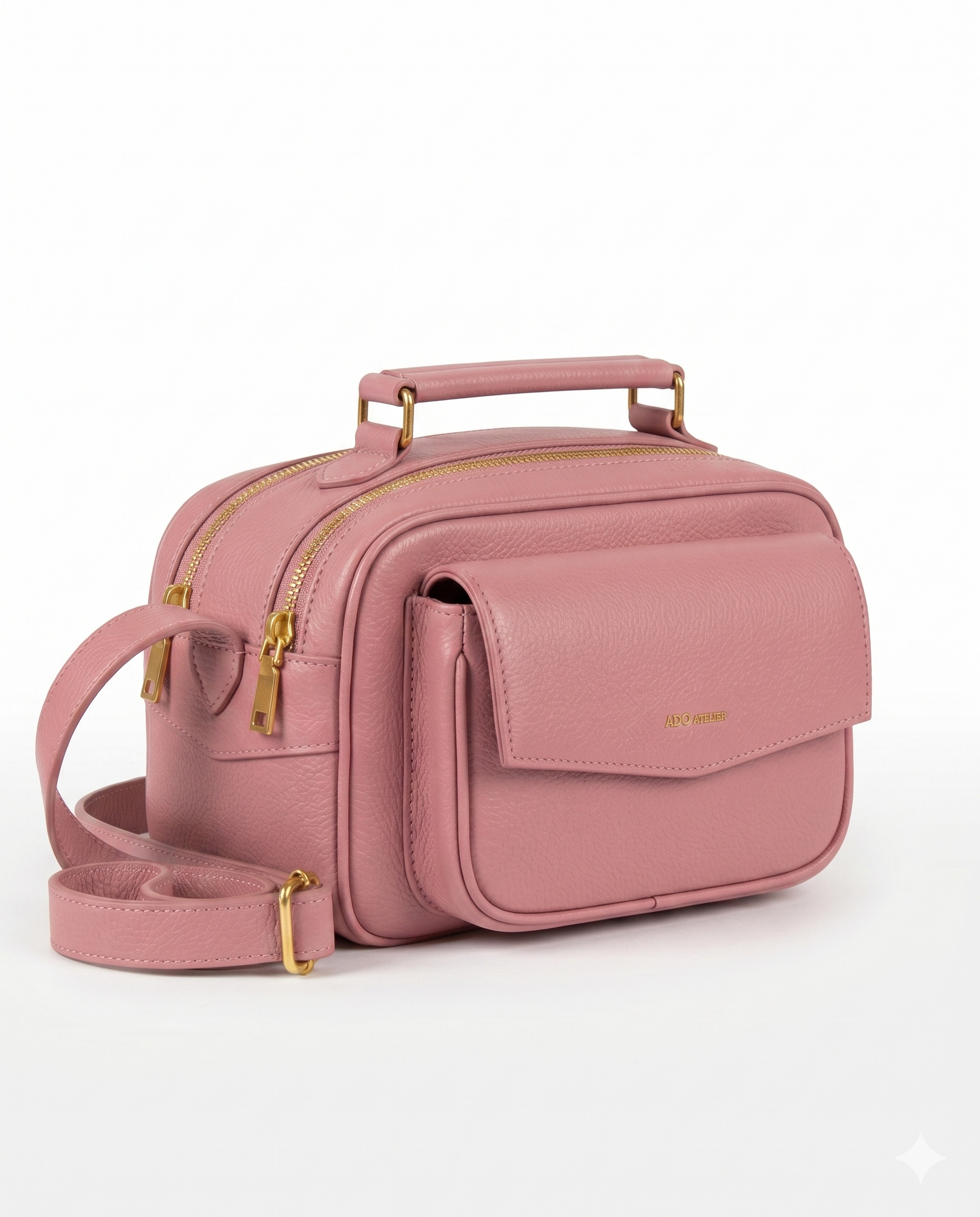 Bolsa Brick Pequena Essencial Couro Adô Cor Rosa Mauve