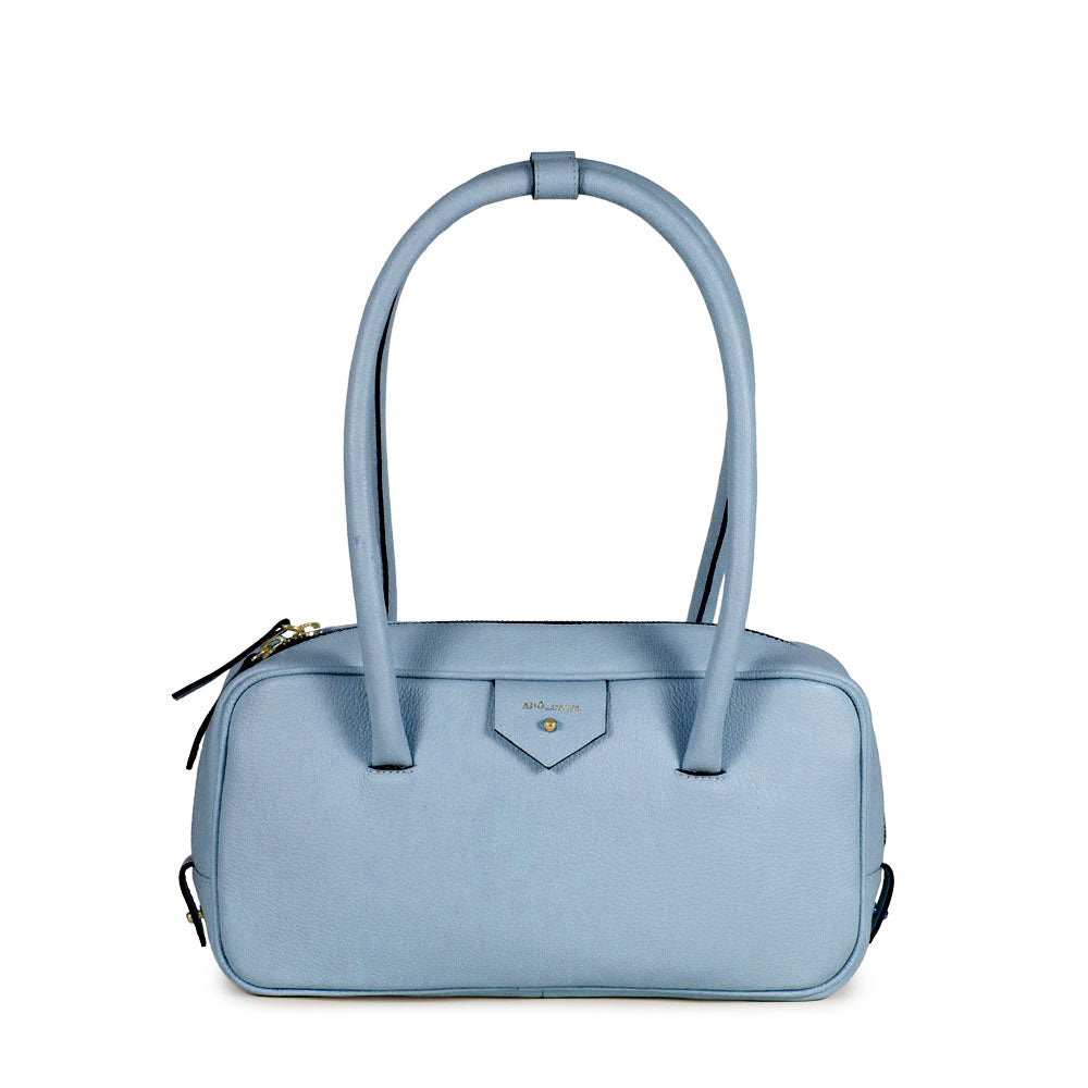 BOLSA CLA BAGUETE COURO ADÔ COR AZUL GLACIAL