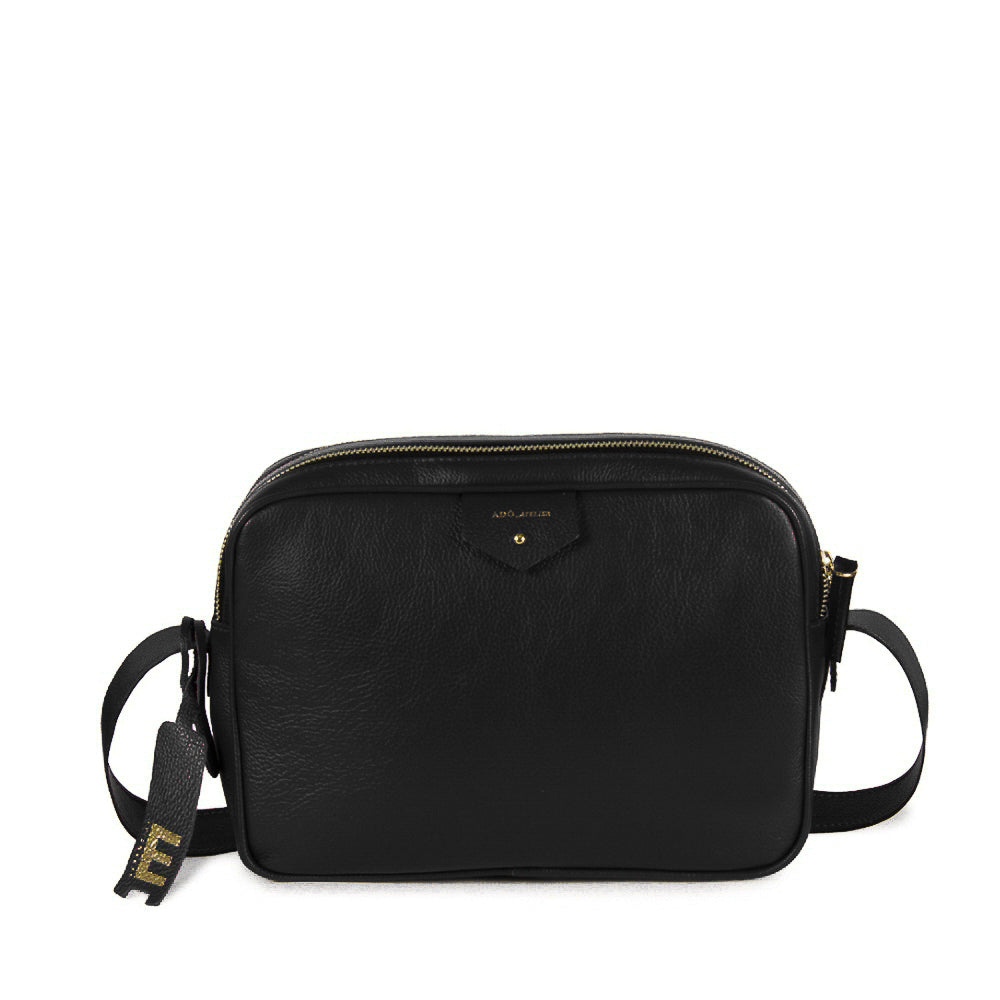 Bolsa Cla e Media Couro Adô Cor Preto