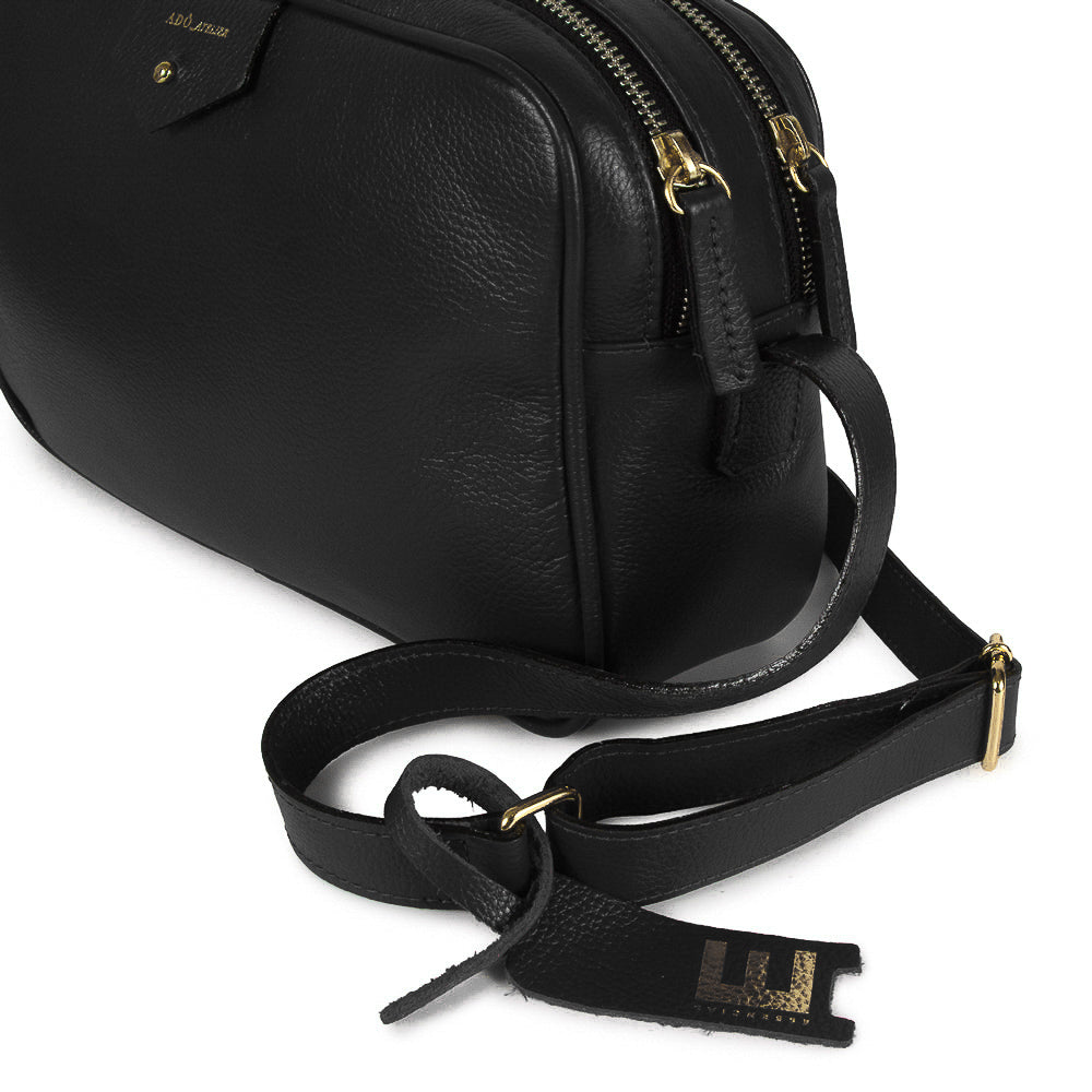 Bolsa Cla e Media Couro Adô Cor Preto