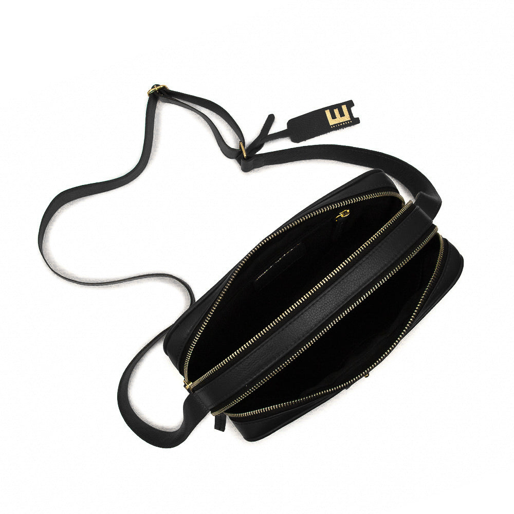 Bolsa Cla e Media Couro Adô Cor Preto