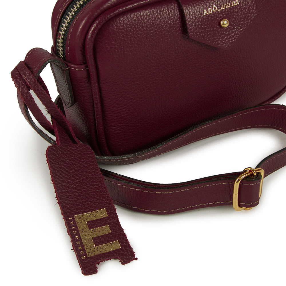BOLSA CLA MINI E COURO ADÔ COR FRAMBOESA