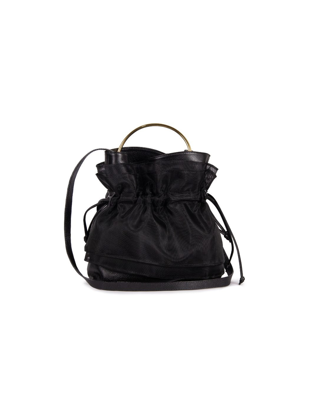 Bolsa Bucket de Couro Feminina Preta — Collab Savana Sá