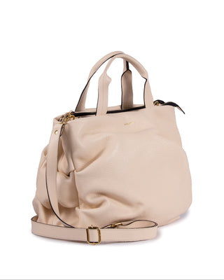 Bolsa Plissé Couro Adô Cor Creme Brulle