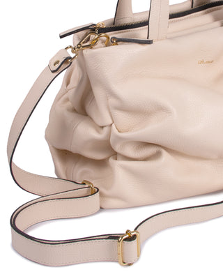 Bolsa Plissé Couro Adô Cor Creme Brulle