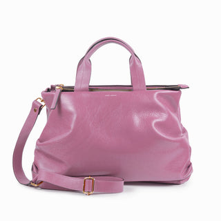 Bolsa Plissé Couro Adô Cor Rosa Mauve