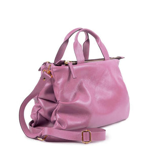 Bolsa Plissé Couro Adô Cor Rosa Mauve