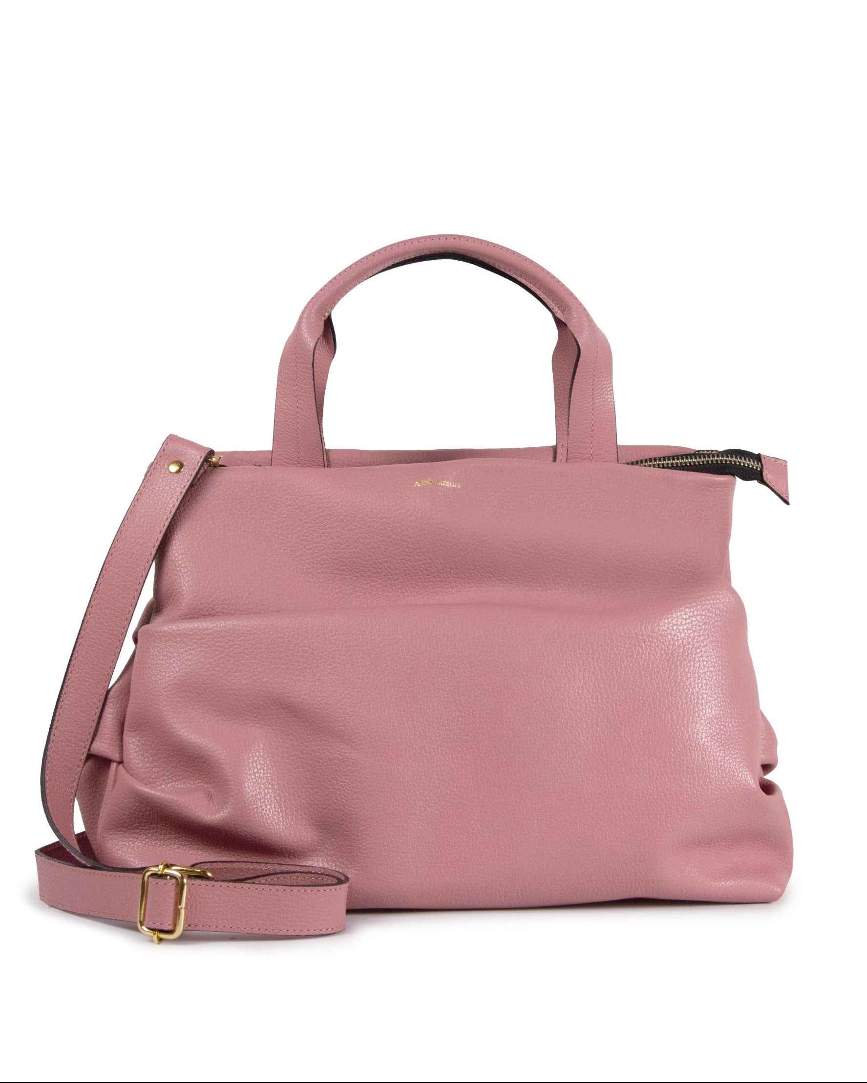 Bolsa Plissé Couro Adô Cor Rosa Mauve