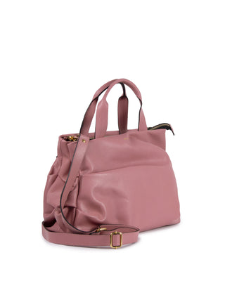 Bolsa Plissé Couro Adô Cor Rosa Mauve
