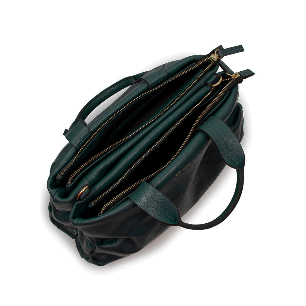 Bolsa Plissé Couro Adô Cor Verde Noturno