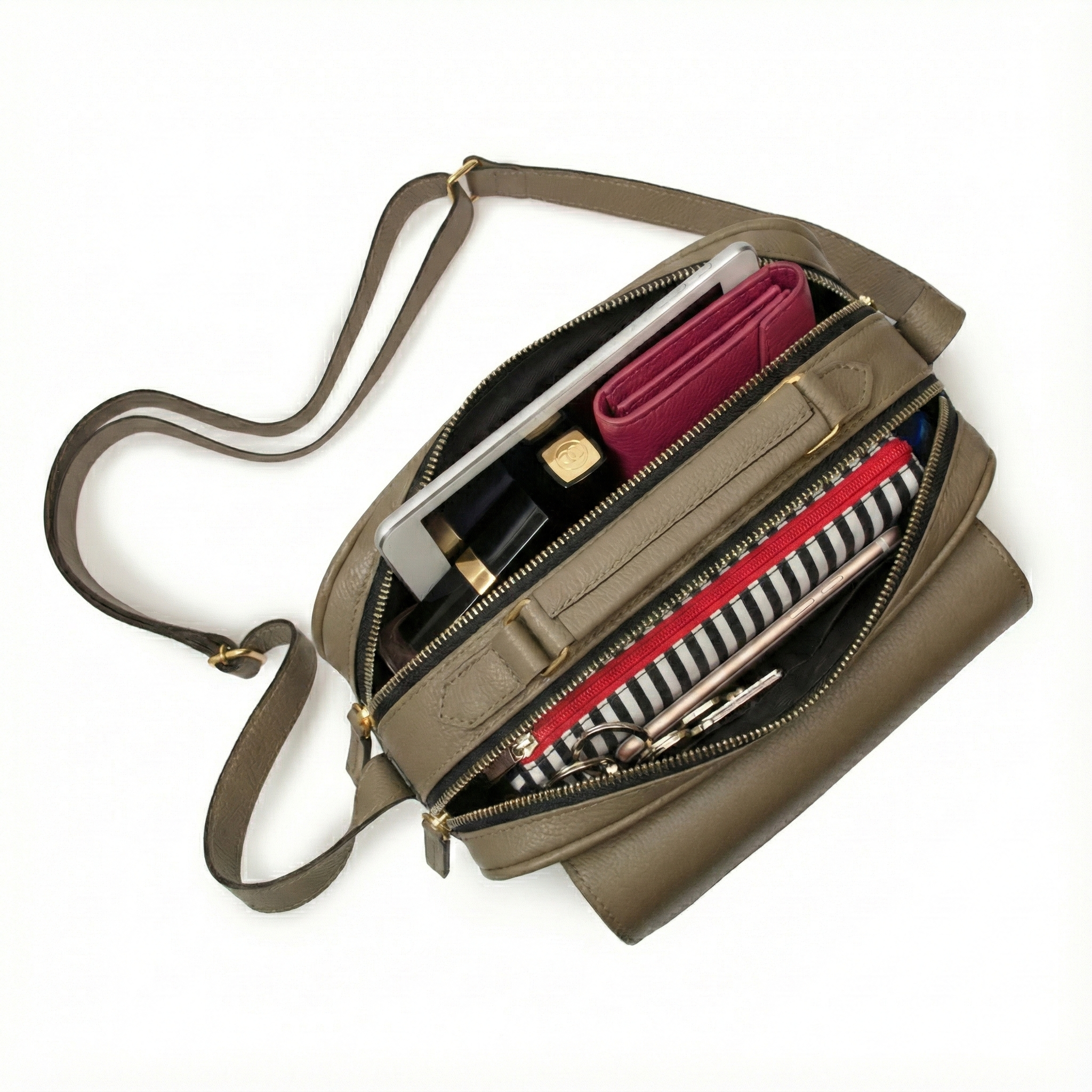 Bolsa Brick Media Essencial Couro Adô Cor Cinza Fendi