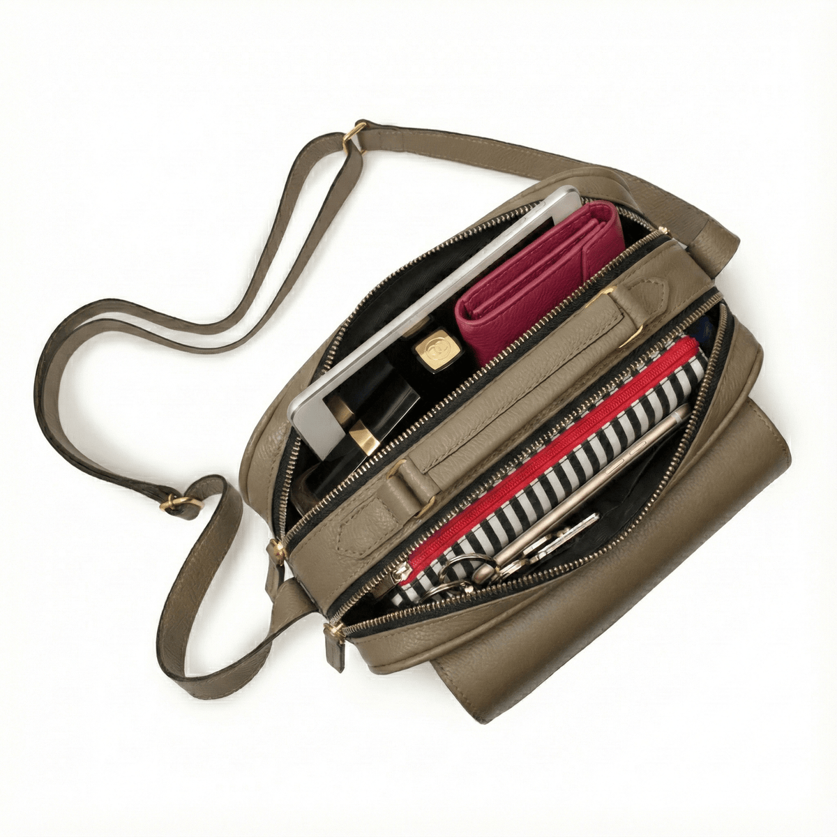 Bolsa Brick E Média em Couro Cinza Fendi com Alça Tiracolo – Adô – ADÔ