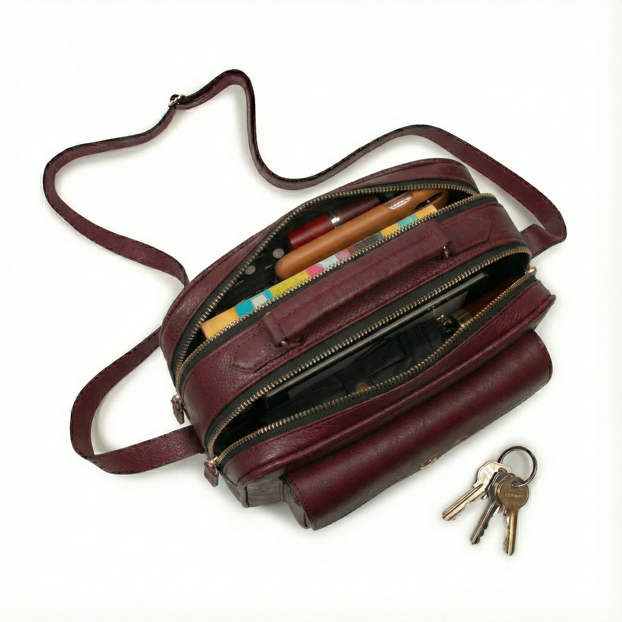 Bolsa Brick Media Essencial Couro Adô Cor Marrom Cacau