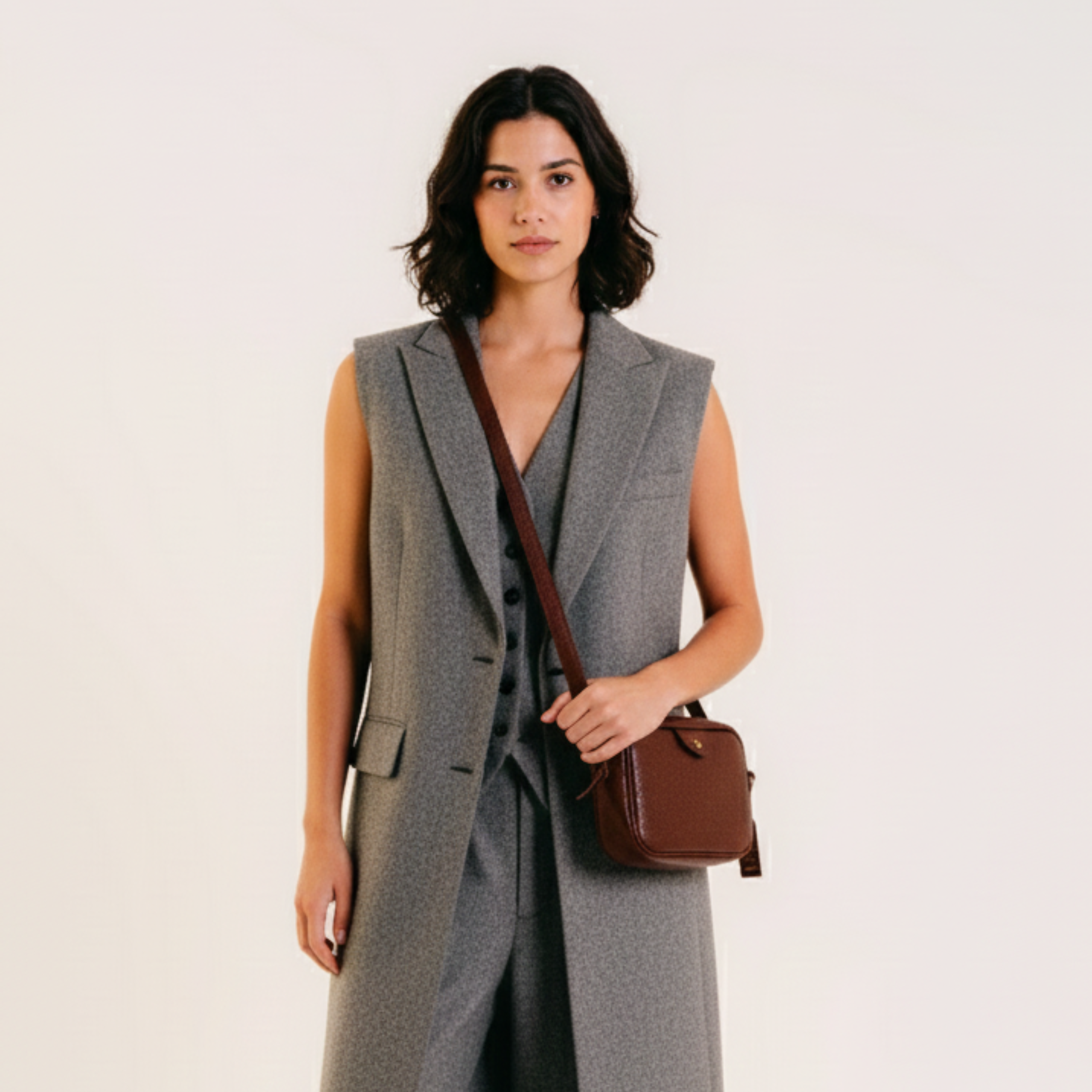 Bolsa Cla Pequena Essencial Couro Adô Adô Cor Marrom Cacau