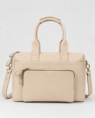 Bolsa Max Cidinha de Couro para Notebook 15" Cor Creme Brulee - ADÔ