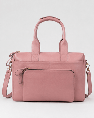 Bolsa Max Cidinha de Couro para Notebook 15" Cor Rosa Mauve - ADÔ