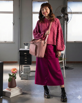 Bolsa Max Cidinha de Couro para Notebook 15" Cor Rosa Mauve