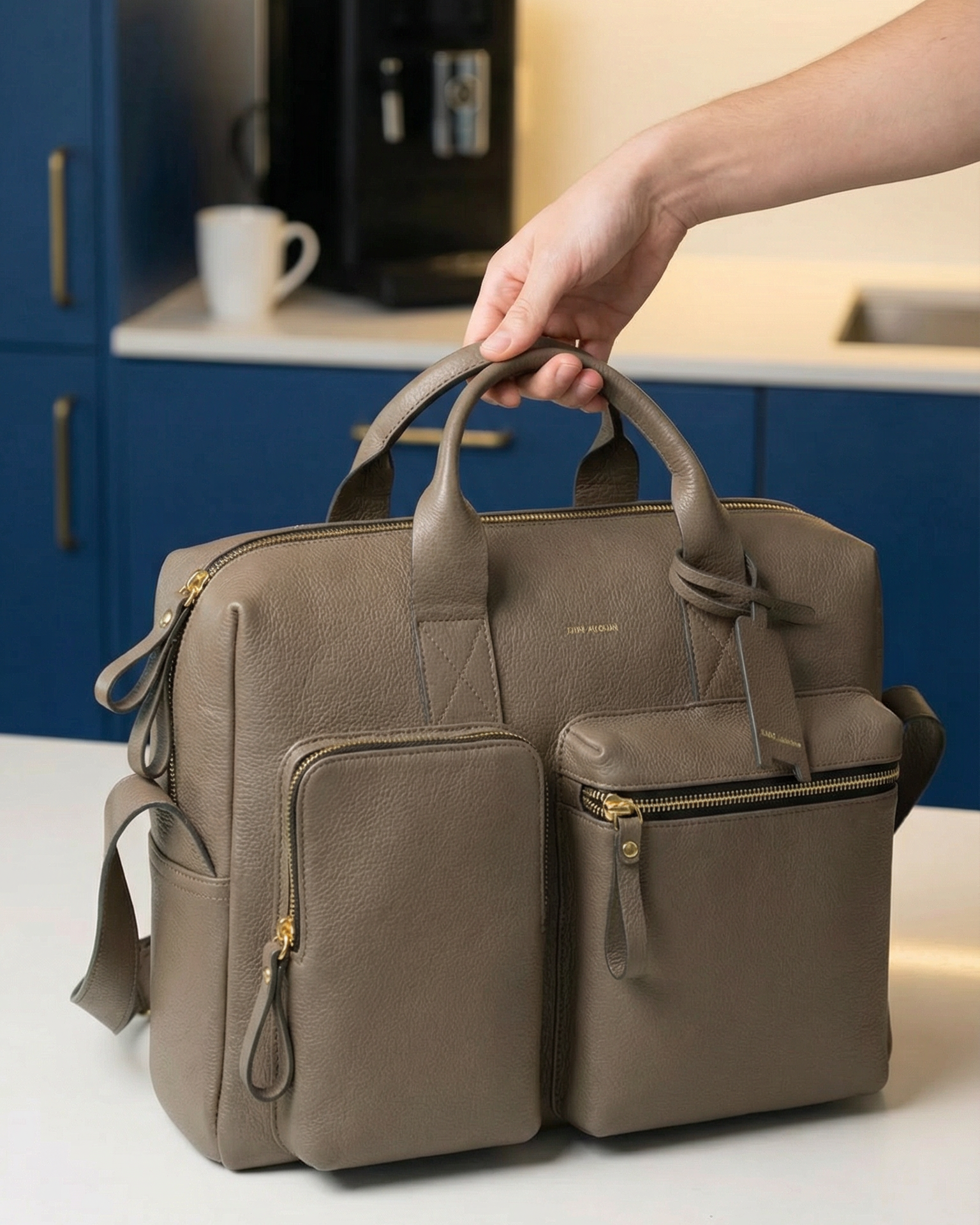 Bolsa Mka Media Couro Adô Cor Cinza Fendi