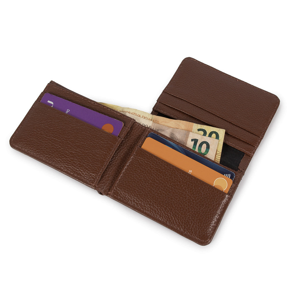 Carteira Mini Bull Couro Adô Cor Marrom Cacau