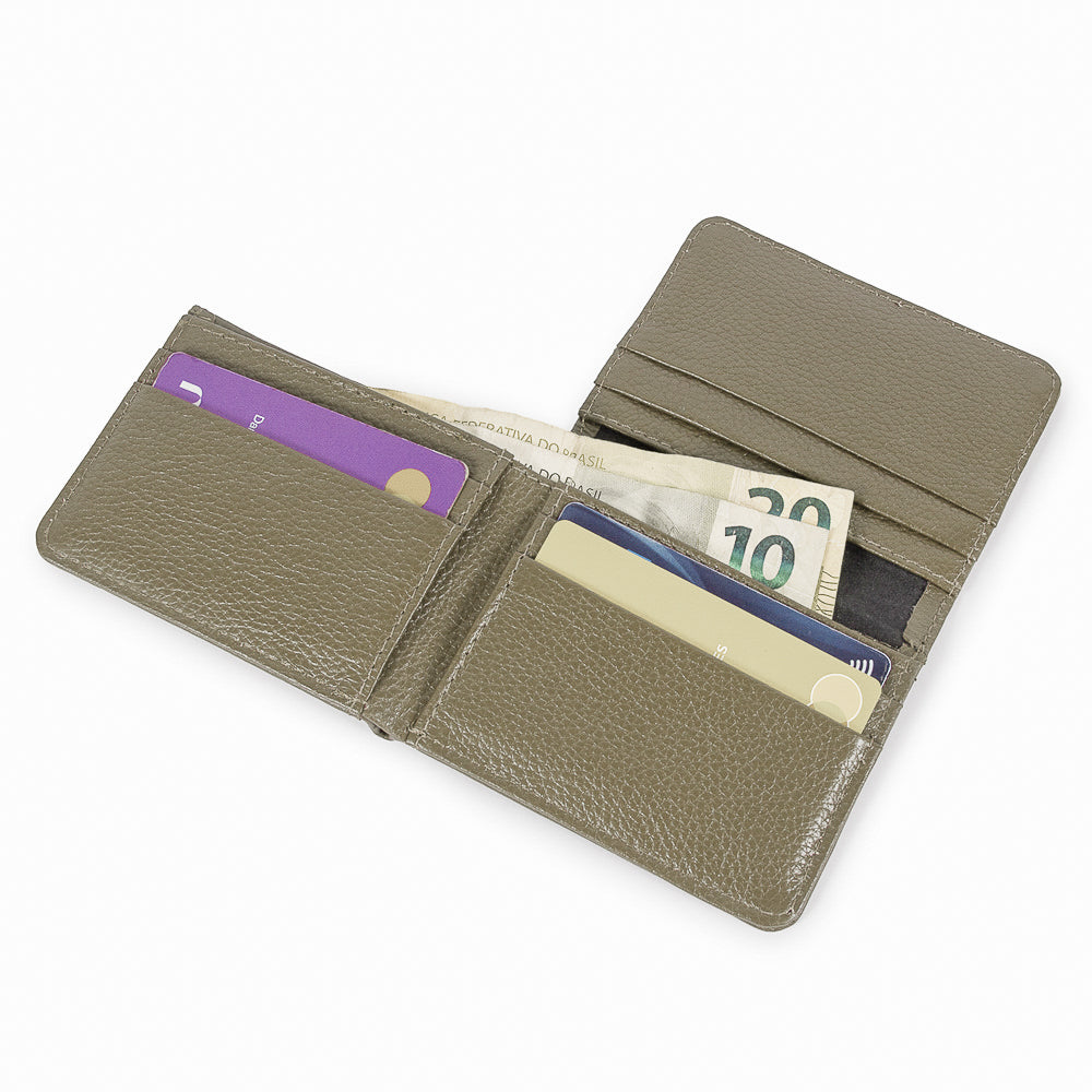 Carteira Mini Bull Couro Adô Cor Cinza Fendi