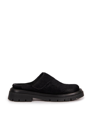 Clog Iris Couro com Pelo Adô Cor Preto