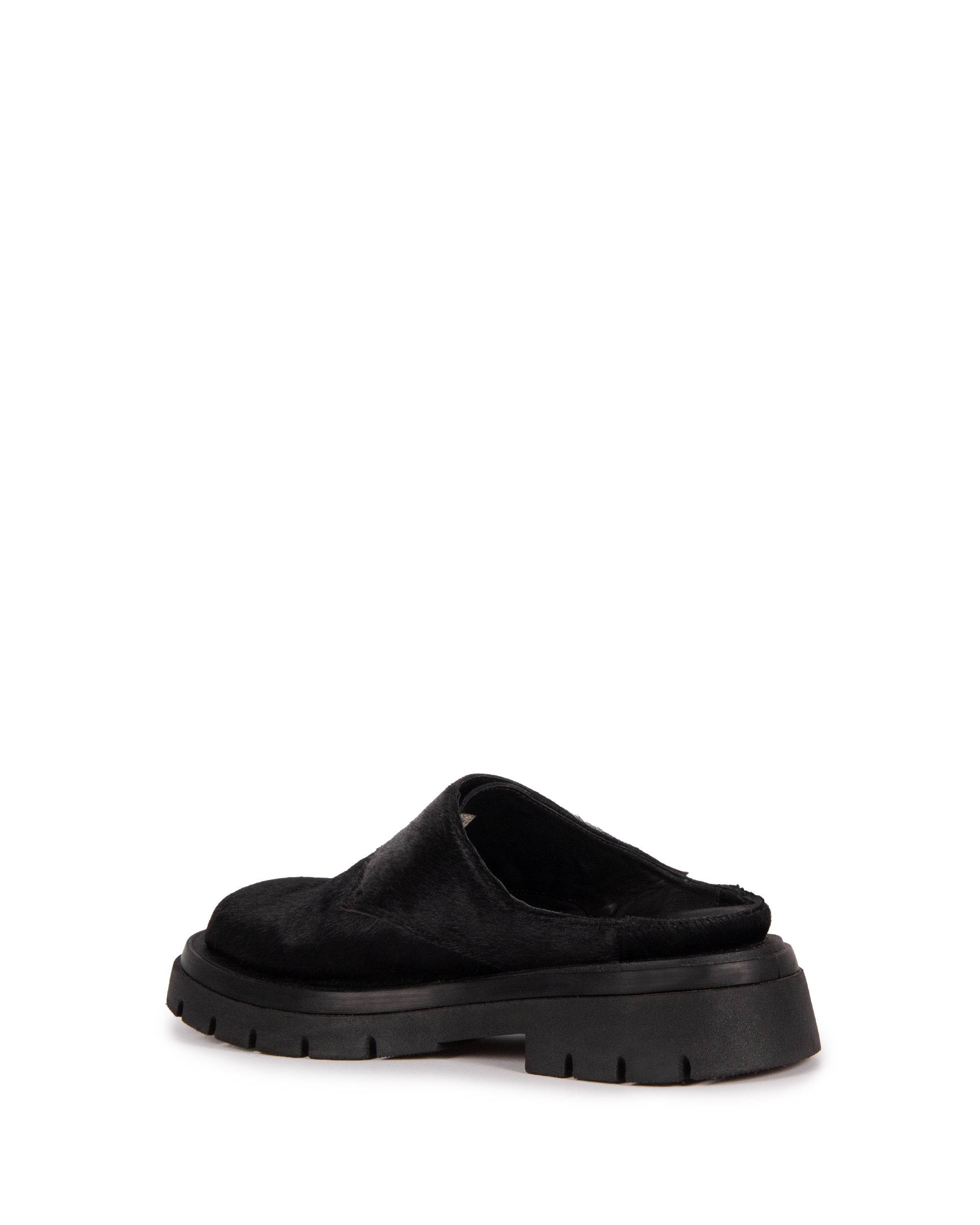 Clog Iris Couro com Pelo Adô Cor Preto