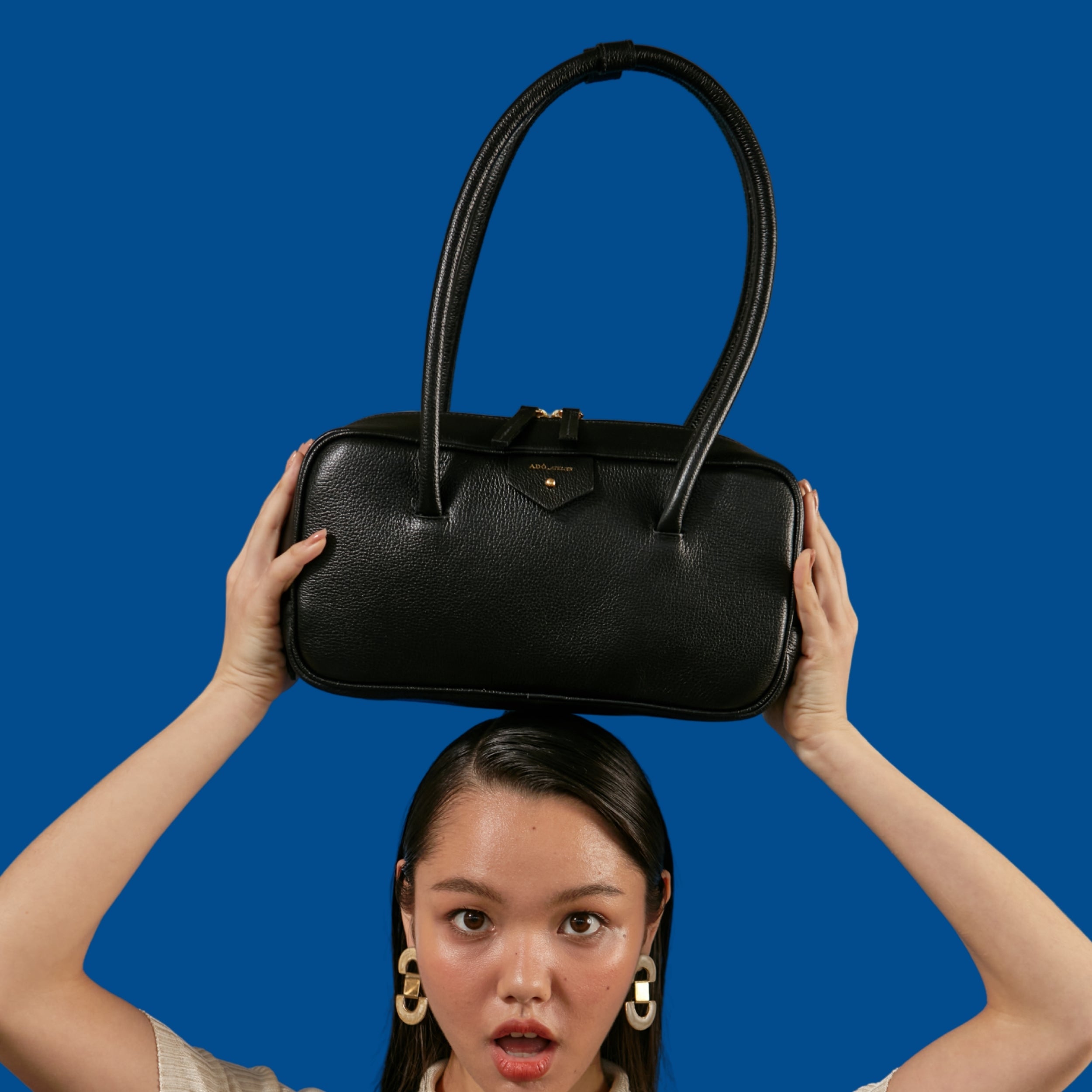 Bolsa Cla Baguete Couro Adô Cor Preto