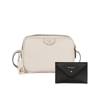 KIT BOLSA CLA E MEDIA BRANCO LATTE E PORTA CARTÃO ENVELOPE PRETO