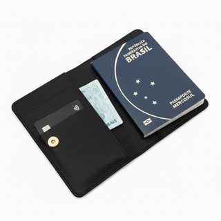 Porta Passaporte Couro Adô Cor Preto