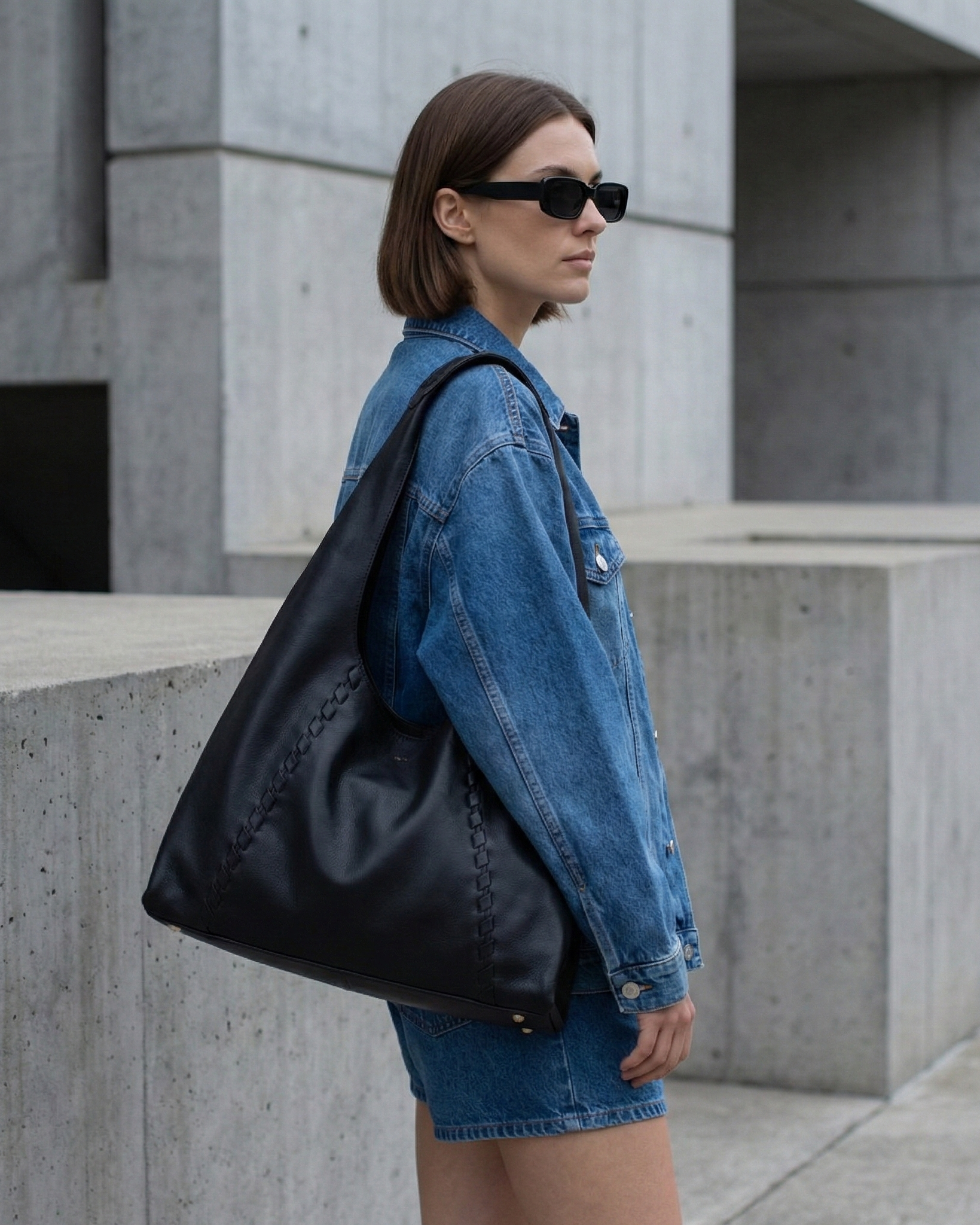 Bolsa Coton Couro Adô Cor Preto