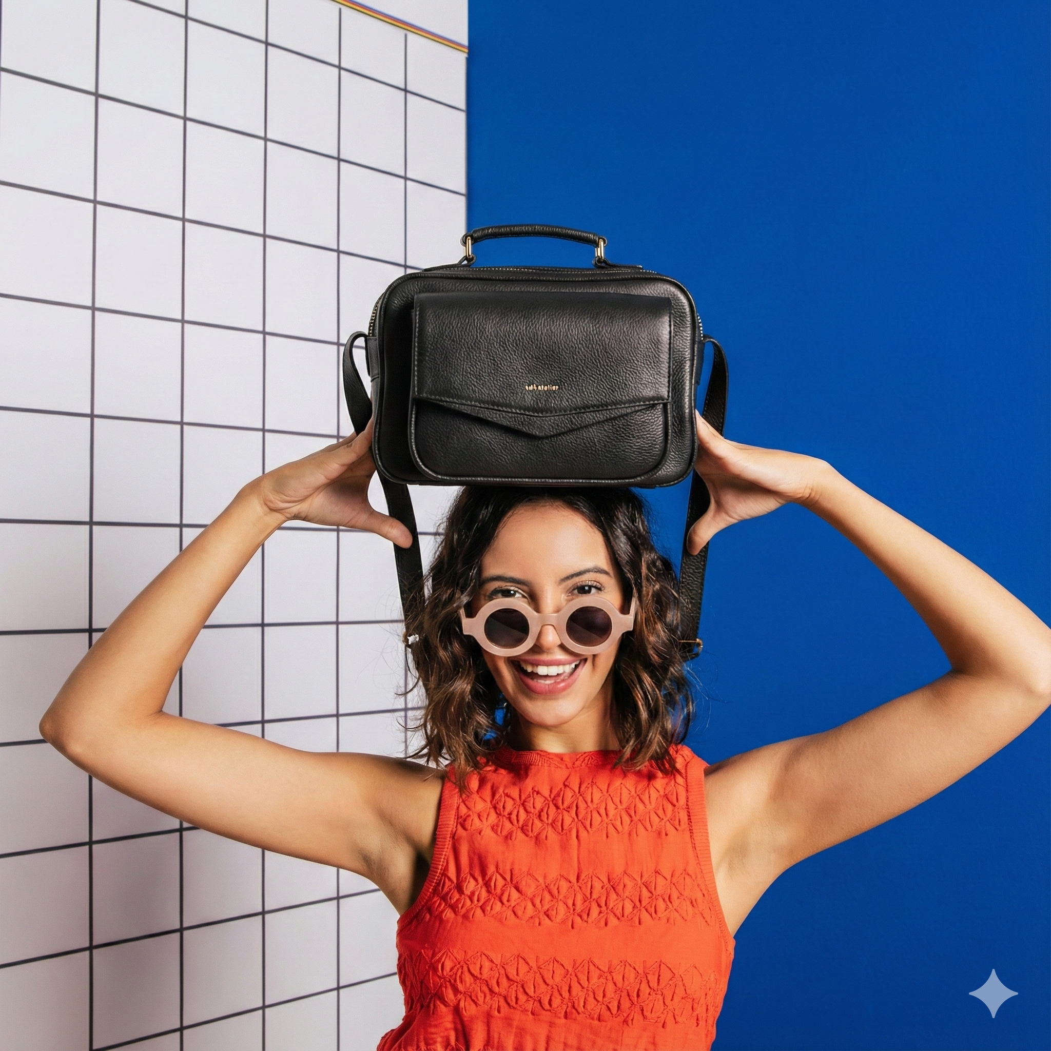 Bolsa Brick Media Essencial Couro Adô Cor Preto