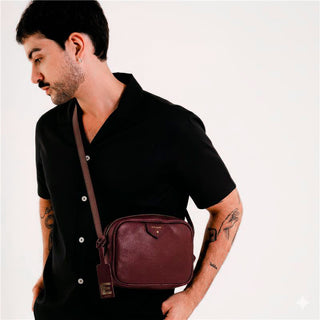 Bolsa Cla e Pequena Couro Adô Cor Framboesa