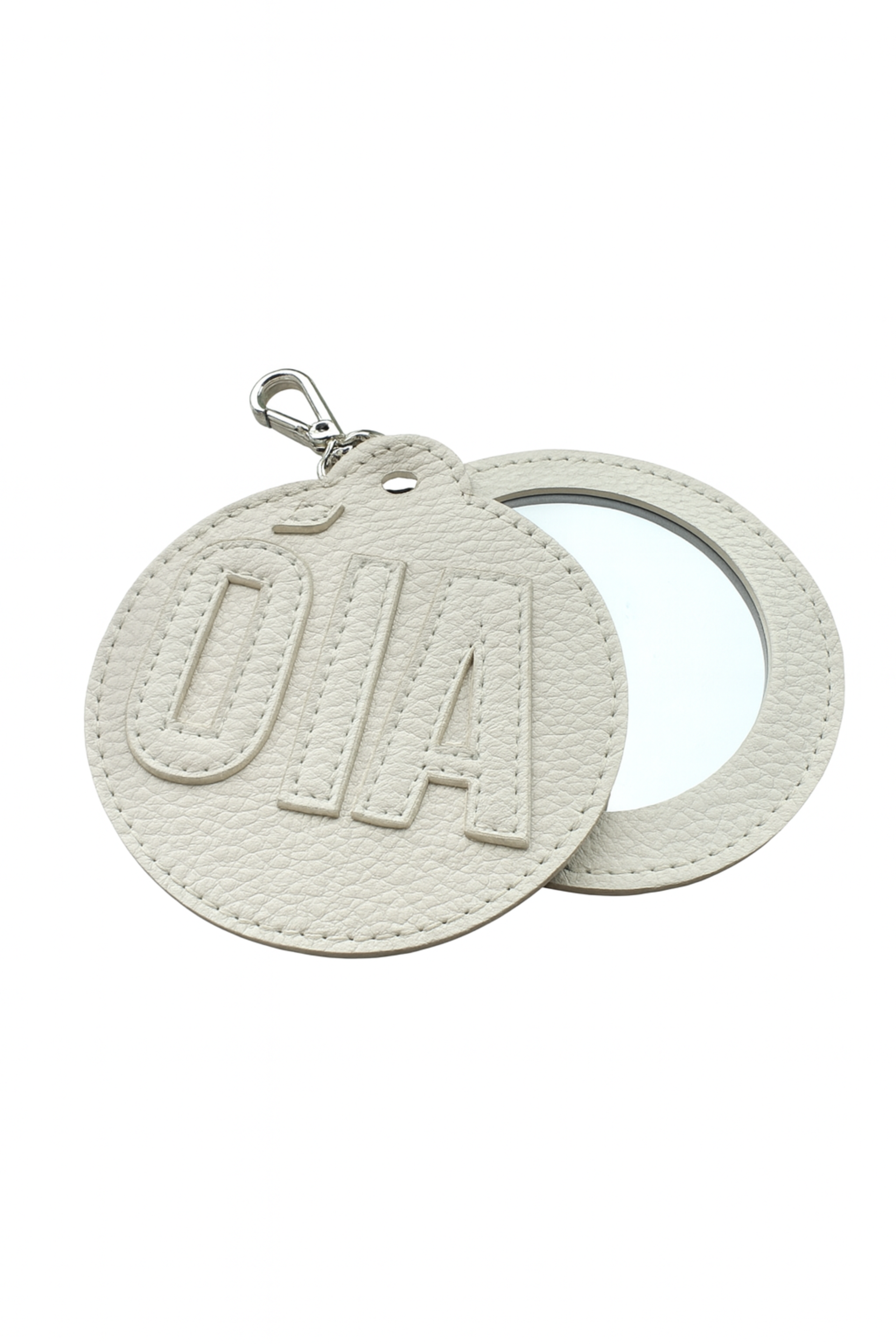 Chaveiro Espelho Óia Collab Made in Beaga Couro Adô Cor Branco Latte