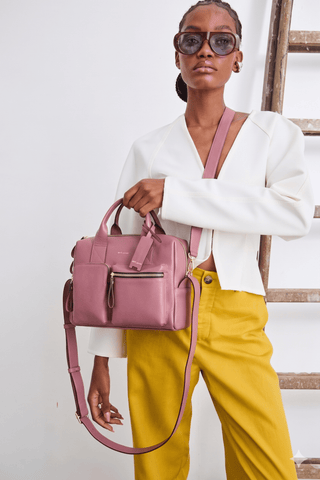 Bolsa Mka Pequena Couro Adô Cor Rosa Mauve - ADÔ