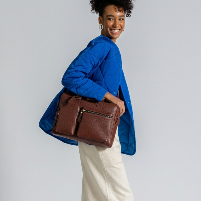 Bolsa Mka Media Couro Adô Cor Marrom Cacau