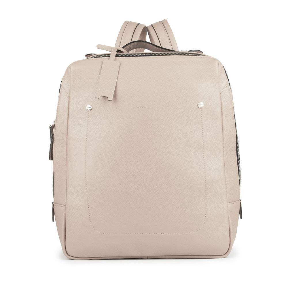 Mochila Block Grande Couro Adô Cor Creme Brulee