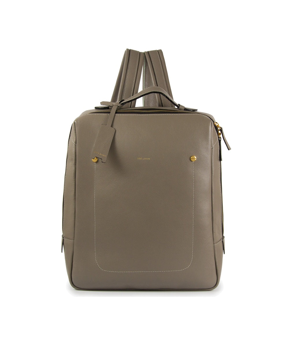 Mochila Block Grande Couro Adô Cor Cinza Fendi