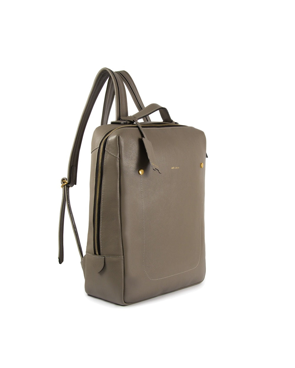 Mochila Block Grande Couro Adô Cor Cinza Fendi