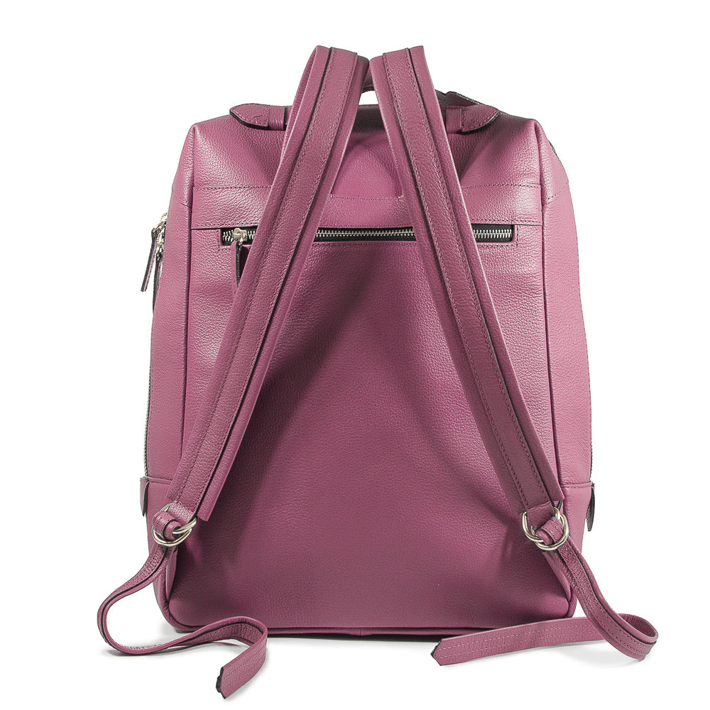 Mochila Block Grande Couro Adô Cor Rosa Mauve