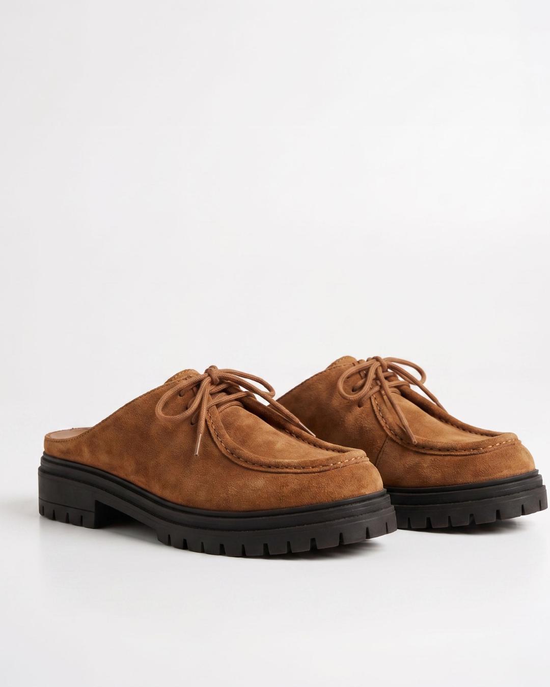 Mule Colette Camurça Adô Cor Marrom Whisky