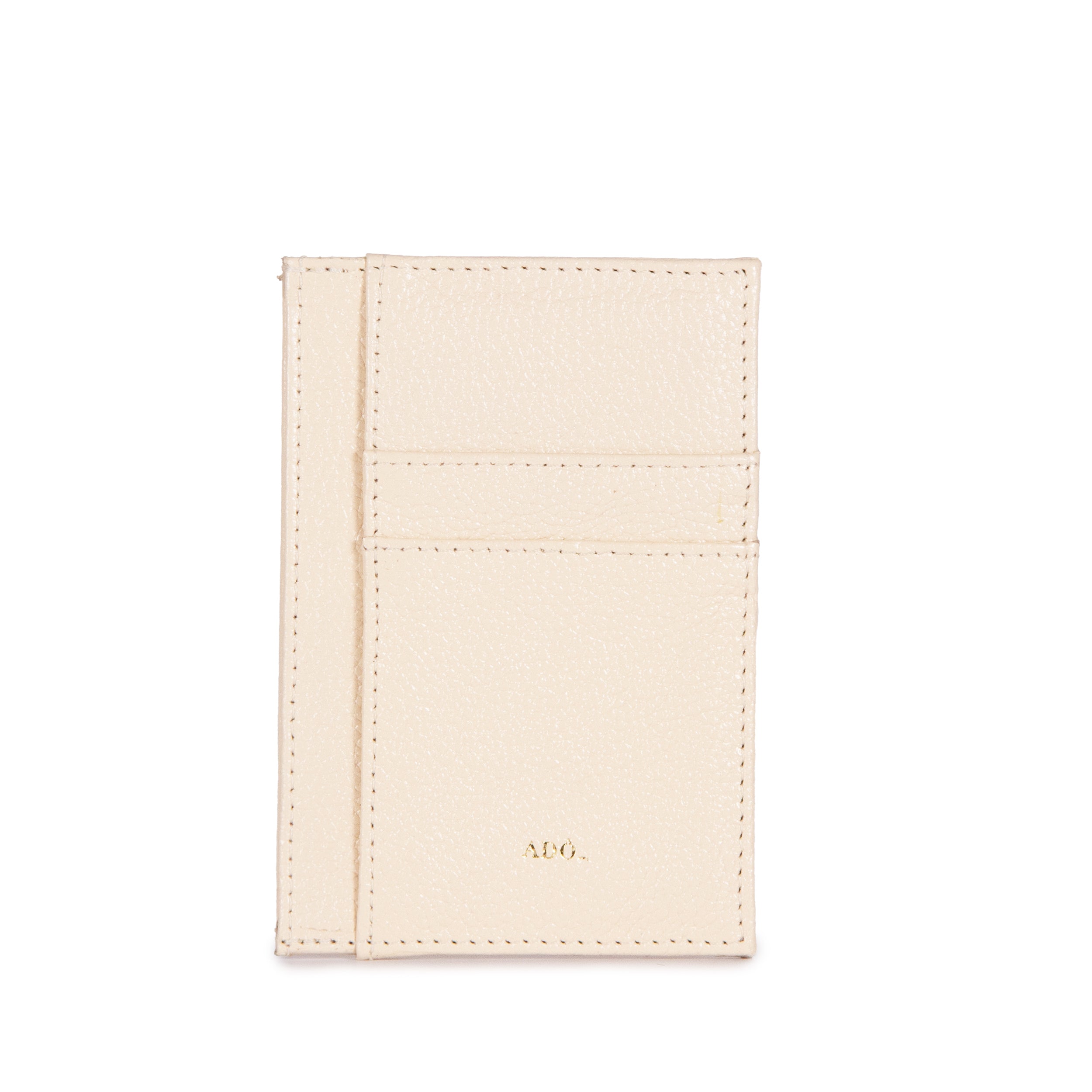 Porta Cartao Pocket Couro Adô Cor Creme Brulee