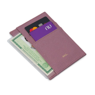 Porta Cartao Pocket Couro Adô Cor Rosa Mauve