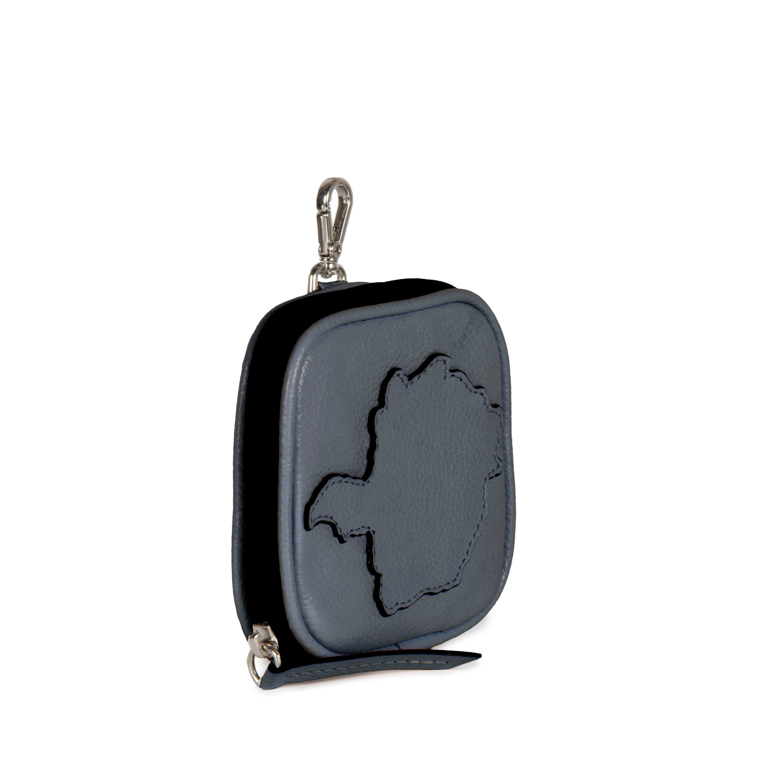 Bolsinha Mapa Collab Made in Beaga Couro Adô  Cor Azul Glacial